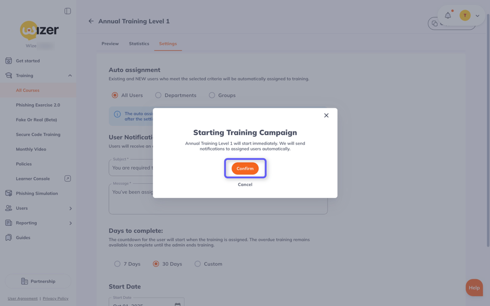How to Set Up, Customize, and End the Training