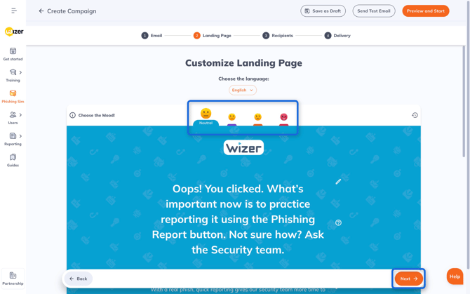 Screenshot of Phishing Simulation Landing Page