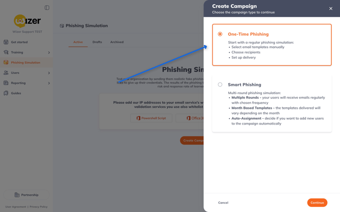 Screenshot of a Phishing Simulation Interface