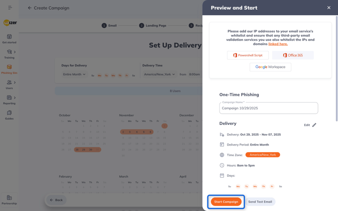 Software Create Campaign Screen