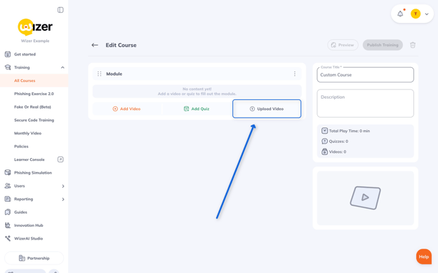 Wizer Course Editing Interface