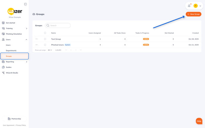 Wizer Groups Management Dashboard