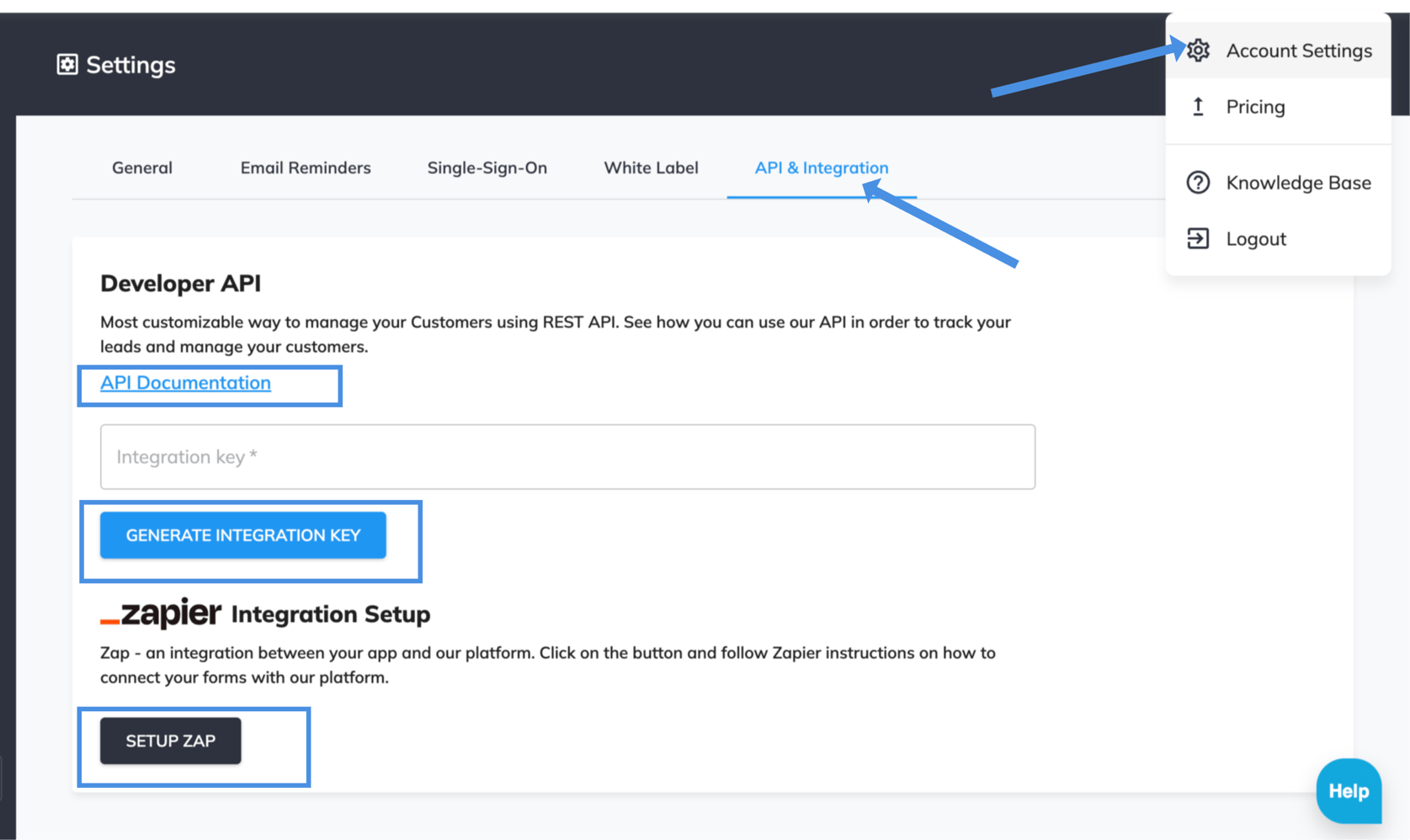 API & Integration in Wizer