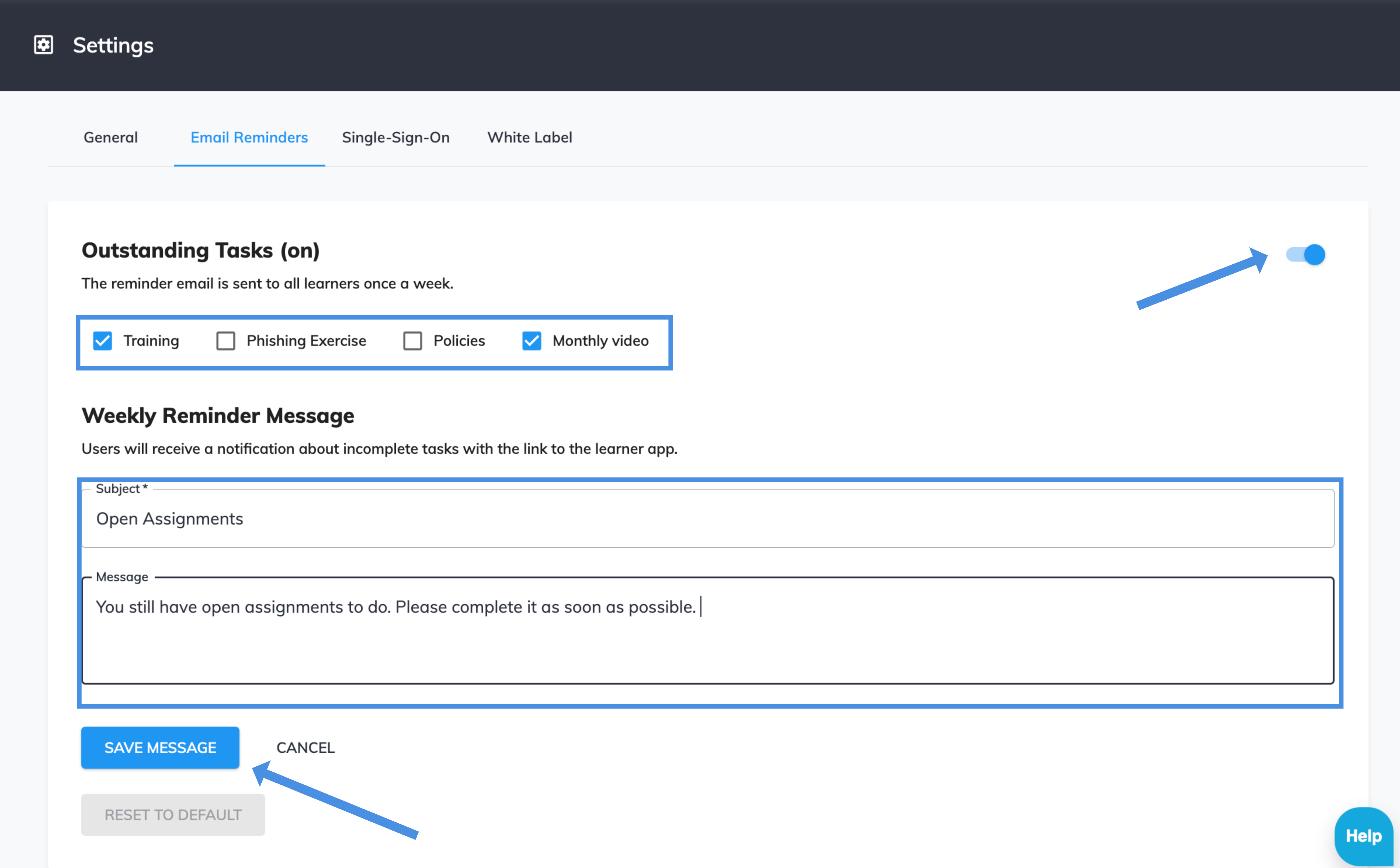 Email Notifications Types and Reminders Customization