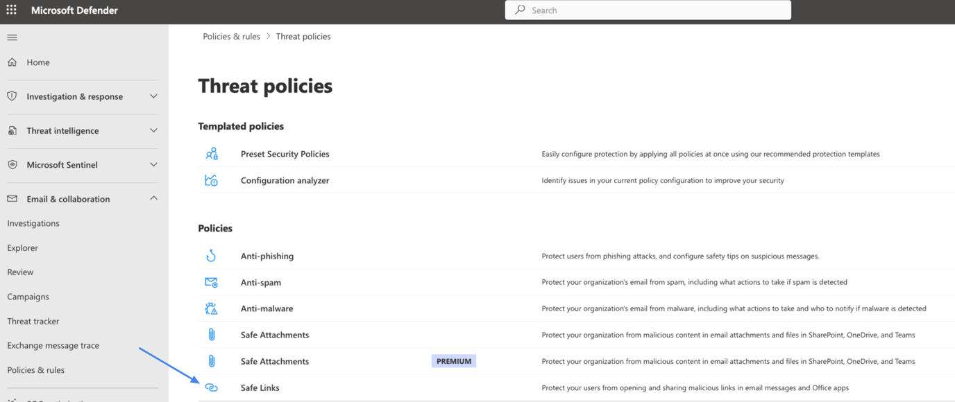 Set up Safe Links Policies in Microsoft Defender for Office 365