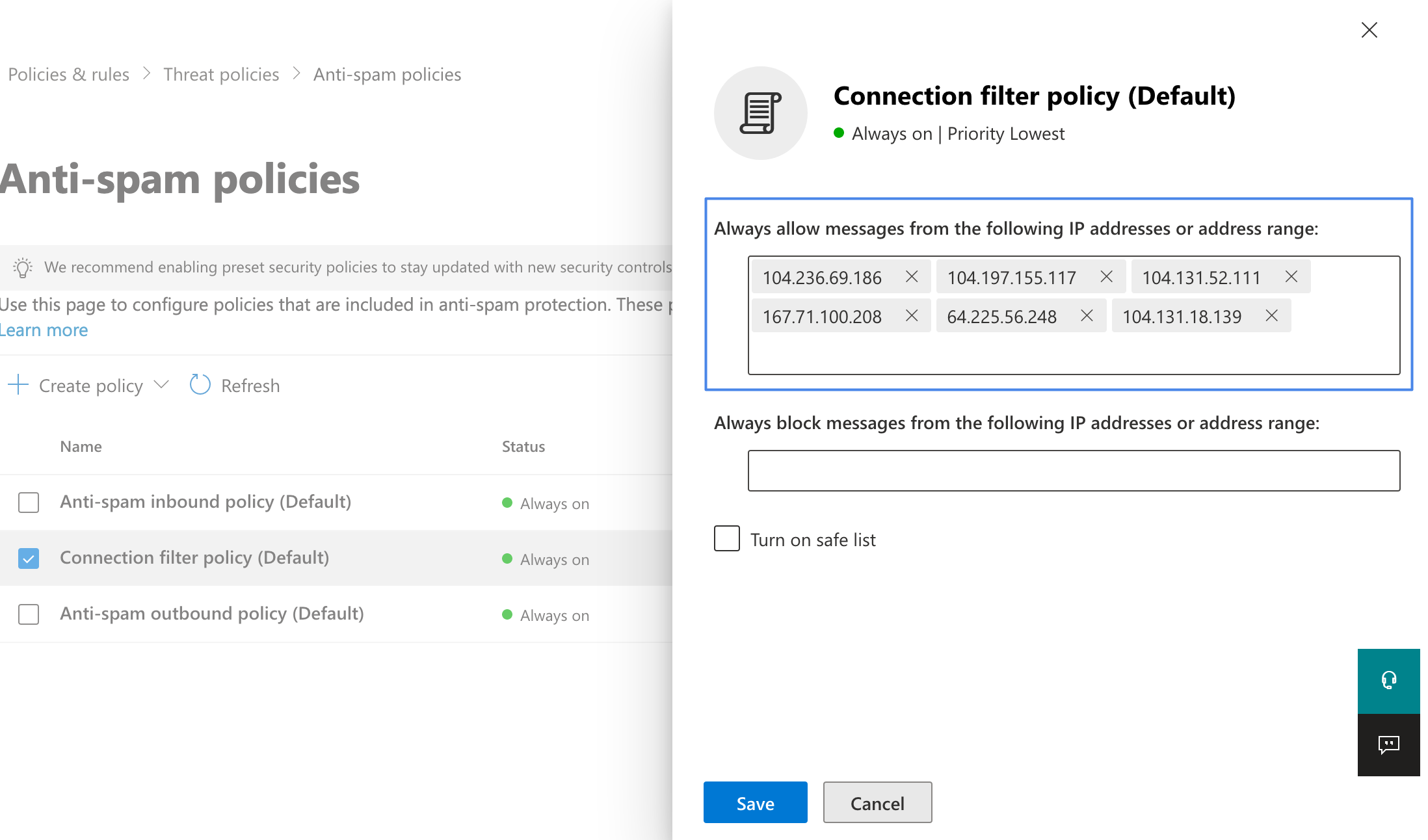 How to Whitelist by IP Address in Office 365 and by Domain in Microsoft  Defender for Office 365 Portal